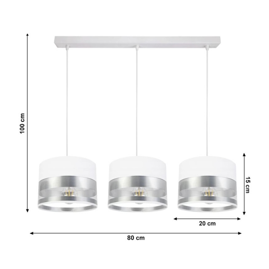 Luster na sajli MILO 3xE27/60W/230V srebrna