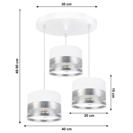 Luster na sajli MILO 3xE27/60W/230V srebrna