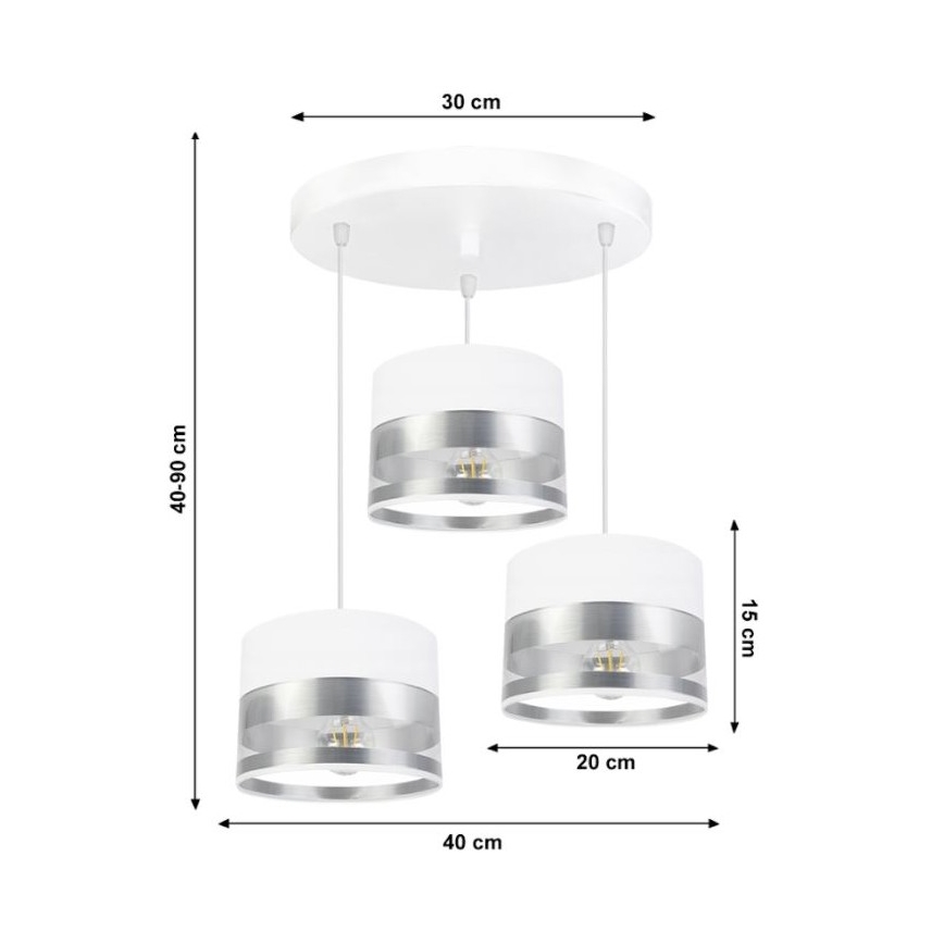 Luster na sajli MILO 3xE27/60W/230V srebrna
