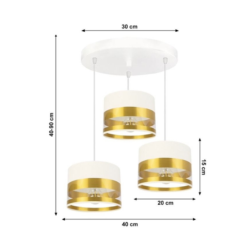 Luster na sajli MILO 3xE27/60W/230V zlatna