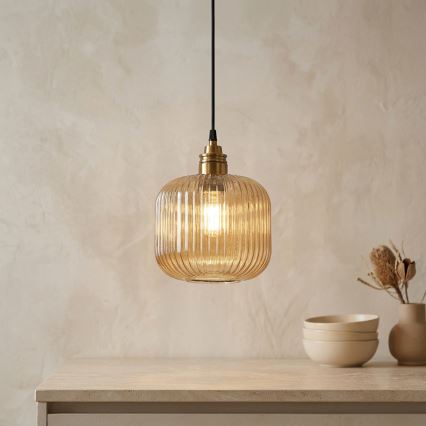 Luster na sajli MILOU 1xE27/15W/230V zlatna/zadimljena bež