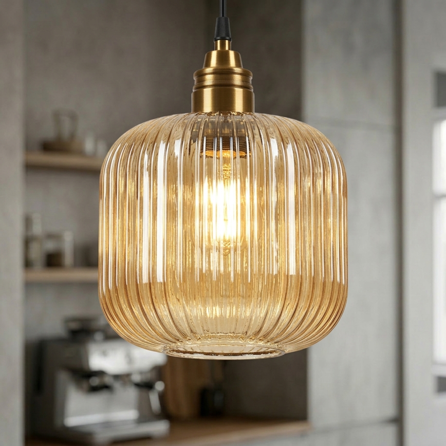 Luster na sajli MILOU 1xE27/15W/230V zlatna/zadimljena bež