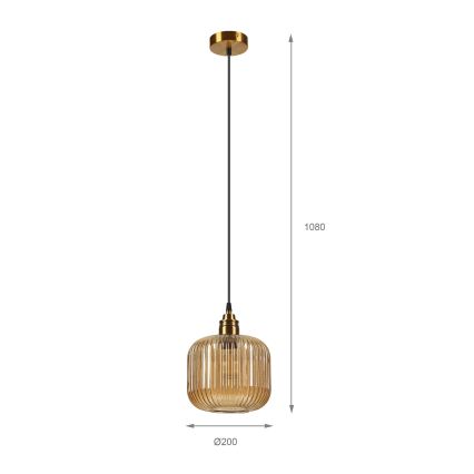 Luster na sajli MILOU 1xE27/15W/230V zlatna/zadimljena bež