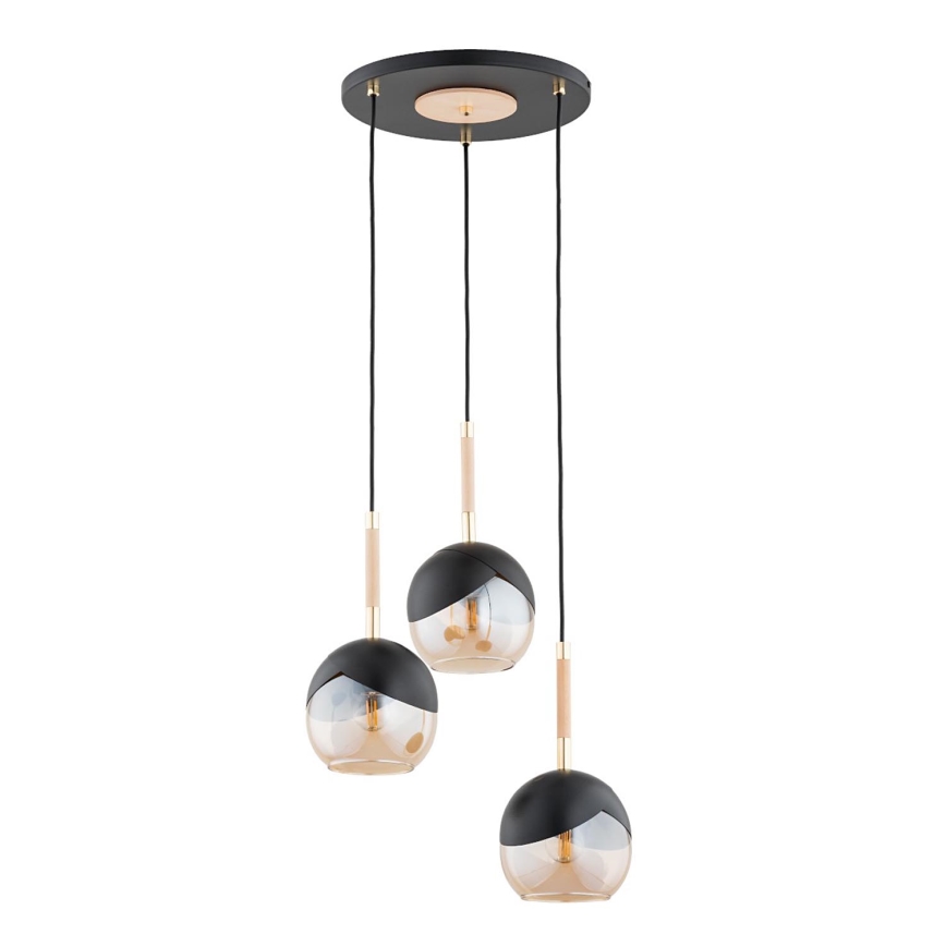 Luster na sajli MILTONA 3xE27/60W/230V crna/bež