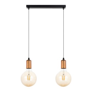 Luster na sajli MIROS 2xE27/60W/230V crna/bakrena