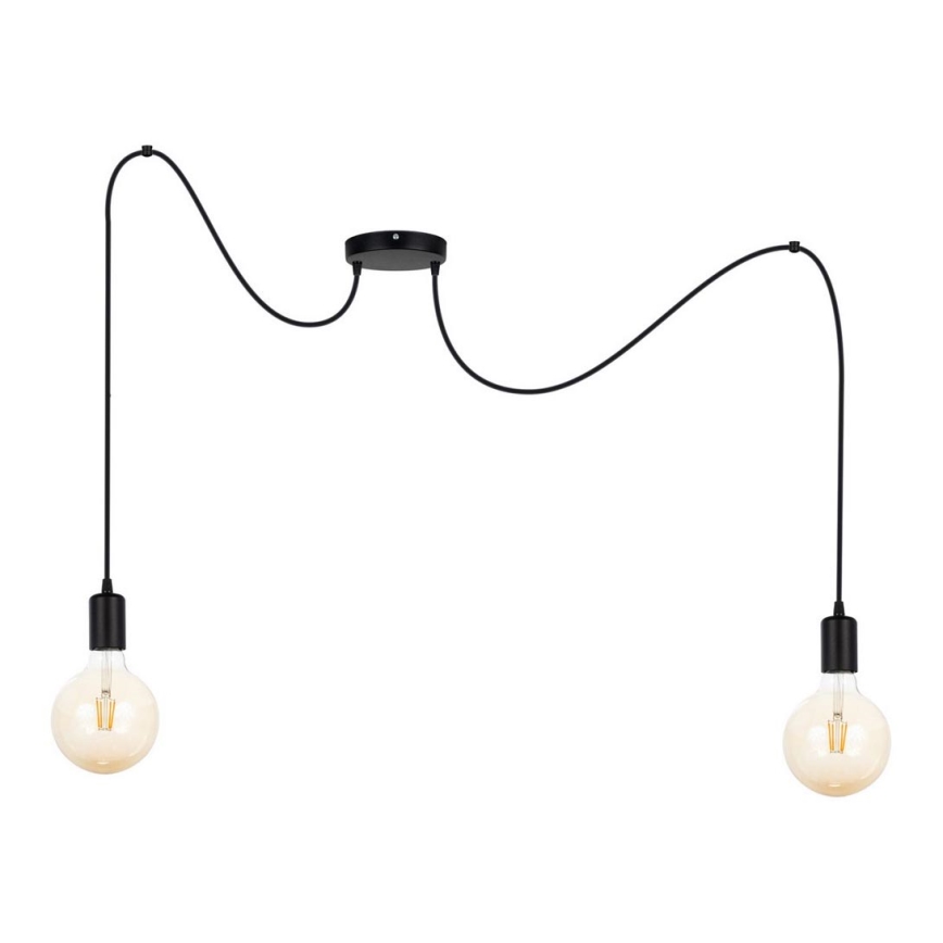 Luster na sajli MIROS 2xE27/60W/230V pauk crna