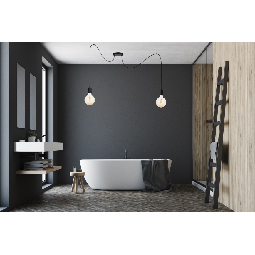 Luster na sajli MIROS 2xE27/60W/230V pauk crna
