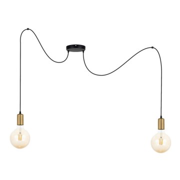 Luster na sajli MIROS 2xE27/60W/230V pauk crna/zlatna