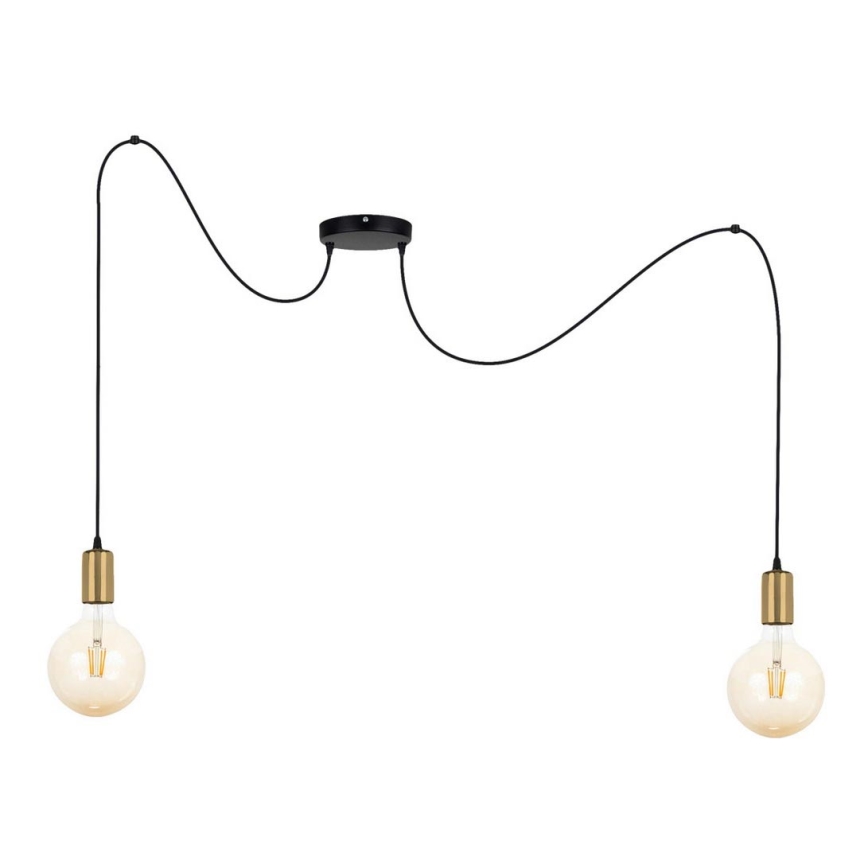Luster na sajli MIROS 2xE27/60W/230V pauk crna/zlatna