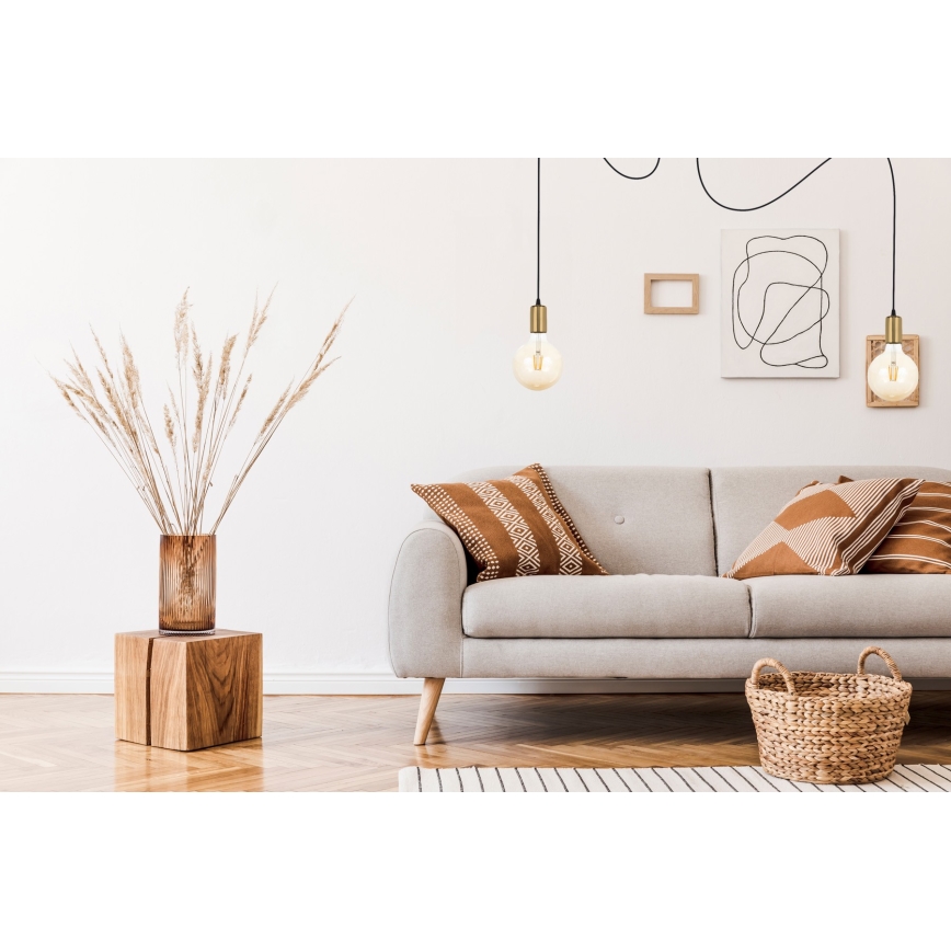 Luster na sajli MIROS 2xE27/60W/230V pauk crna/zlatna