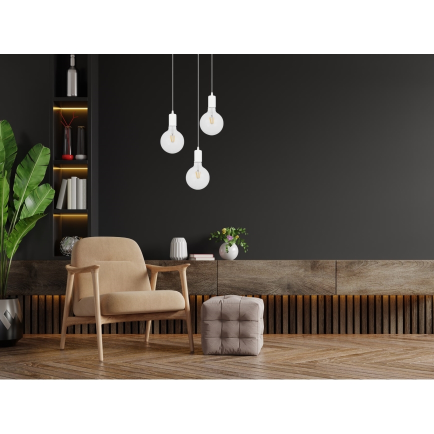 Luster na sajli MIROS 3xE27/60W/230V okrugli bijeli