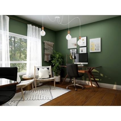 Luster na sajli MIROS 3xE27/60W/230V pauk bijela/bakrena