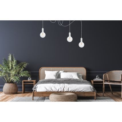Luster na sajli MIROS 3xE27/60W/230V pauk bijela