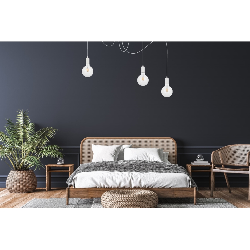 Luster na sajli MIROS 3xE27/60W/230V pauk bijela