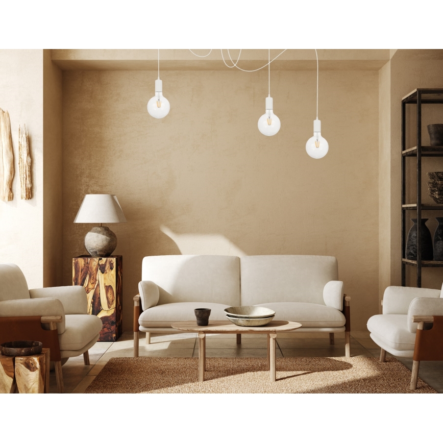 Luster na sajli MIROS 3xE27/60W/230V pauk bijela
