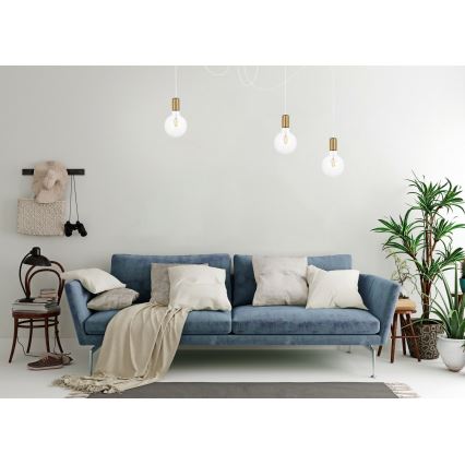 Luster na sajli MIROS 3xE27/60W/230V pauk bijela/zlatna