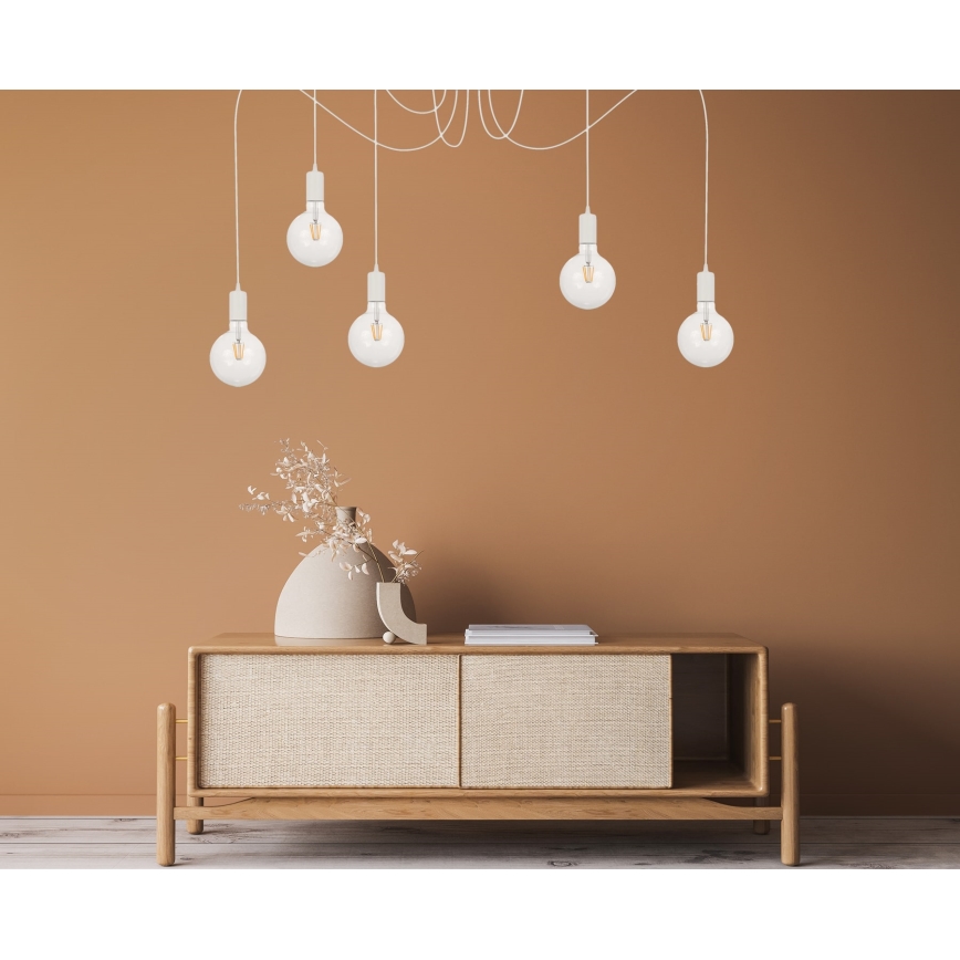 Luster na sajli MIROS 5xE27/60W/230V pauk bijela