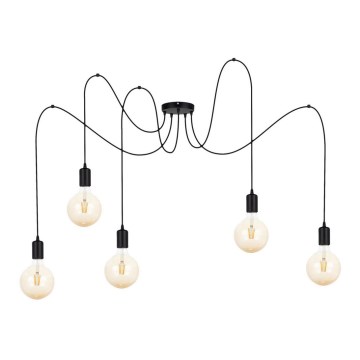 Luster na sajli MIROS 5xE27/60W/230V pauk crna