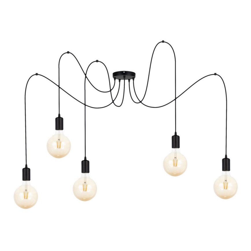 Luster na sajli MIROS 5xE27/60W/230V pauk crna