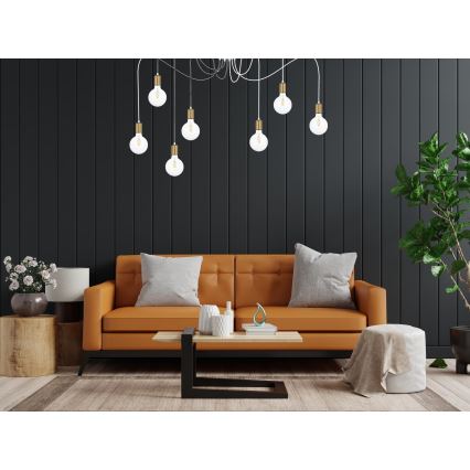 Luster na sajli MIROS 7xE27/60W/230V pauk bijela/zlatna
