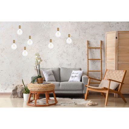 Luster na sajli MIROS 7xE27/60W/230V pauk bijela/zlatna