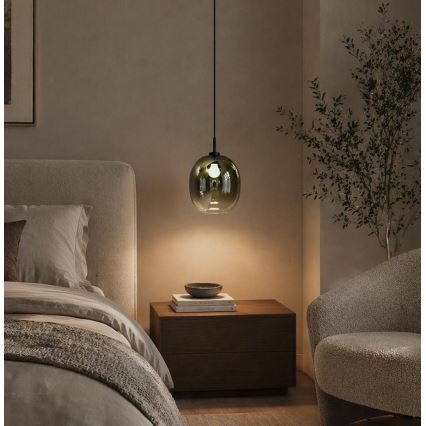 Luster na sajli MIRROR 1xE27/14W/230V dimno zelena