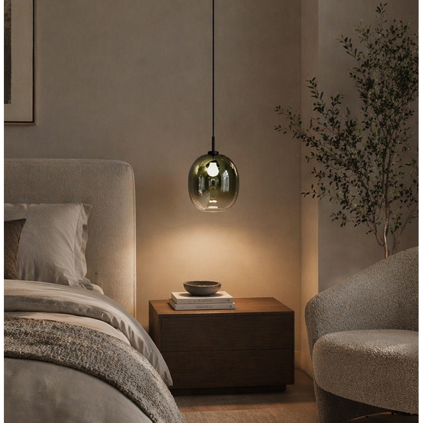 Luster na sajli MIRROR 1xE27/14W/230V dimno zelena