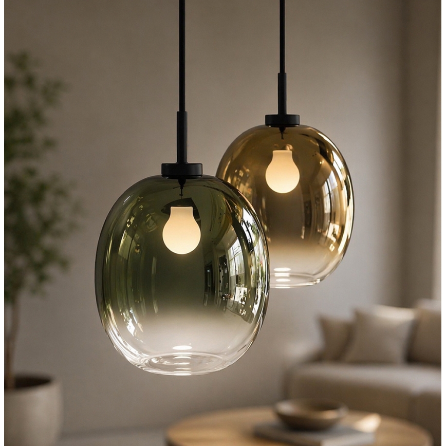 Luster na sajli MIRROR 1xE27/14W/230V dimno zelena