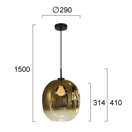 Luster na sajli MIRROR 1xE27/14W/230V dimno zlatna