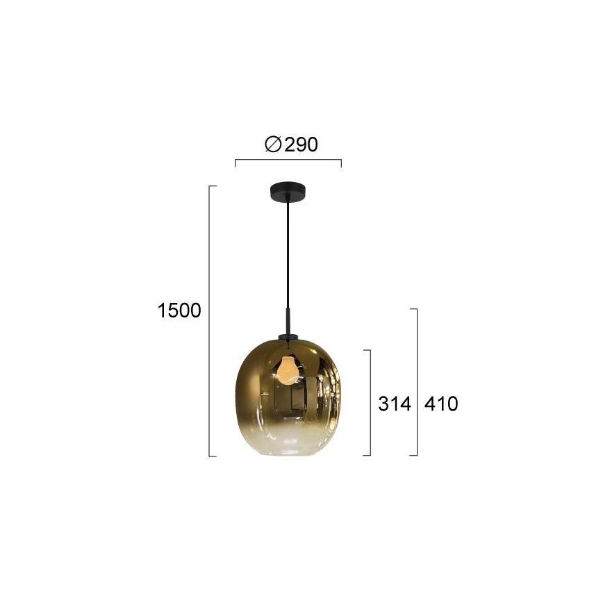 Luster na sajli MIRROR 1xE27/14W/230V dimno zlatna