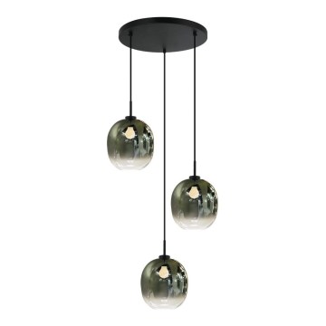 Luster na sajli MIRROR 3xE27/14W/230V zadimljeno-zelena