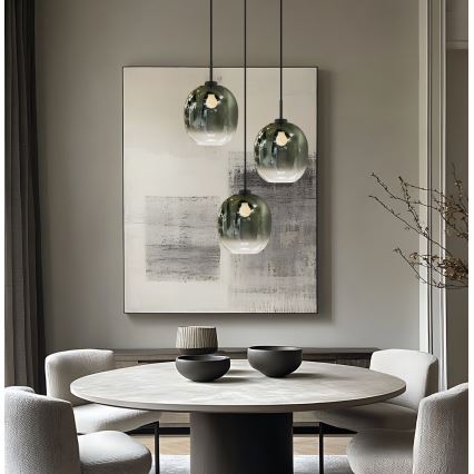Luster na sajli MIRROR 3xE27/14W/230V zadimljeno-zelena