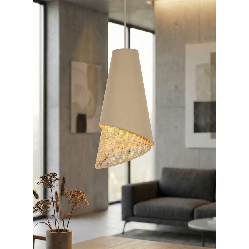Luster na sajli MODA 1xE27/15W/230V bež/ratan