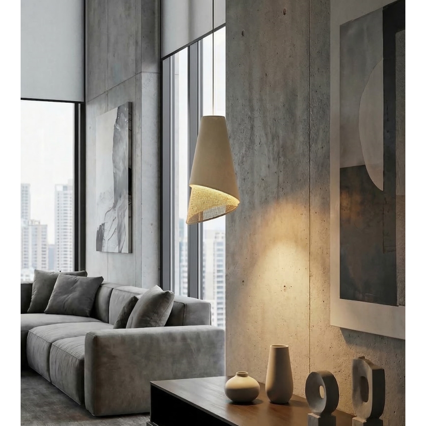Luster na sajli MODA 1xE27/15W/230V bež/ratan