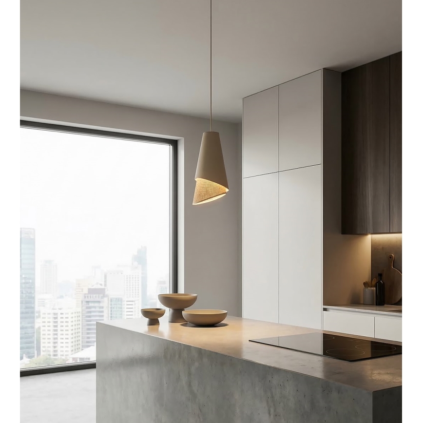 Luster na sajli MODA 1xE27/15W/230V bež/ratan