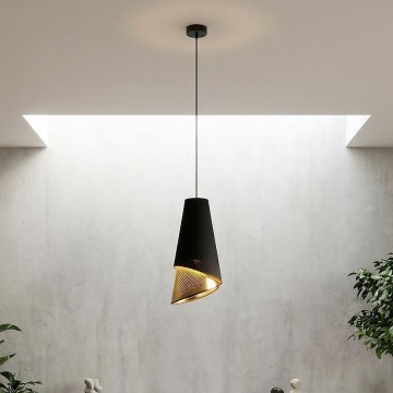 Luster na sajli MODA 1xE27/15W/230V crna/zlatna
