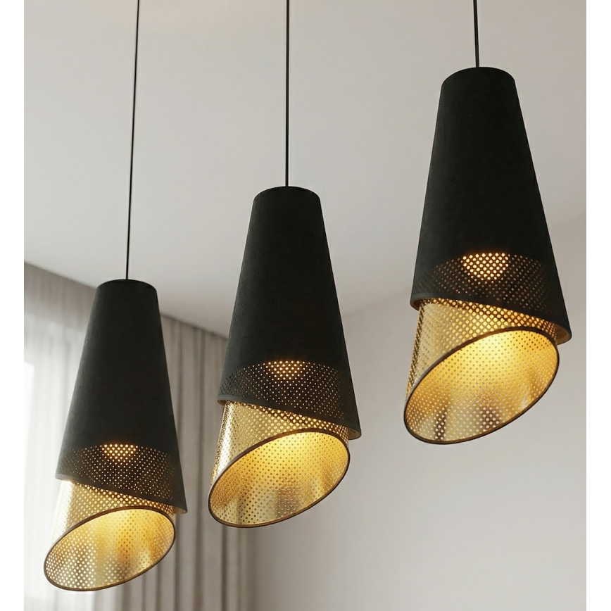 Luster na sajli MODA 3xE27/15W/230V crna/zlatna