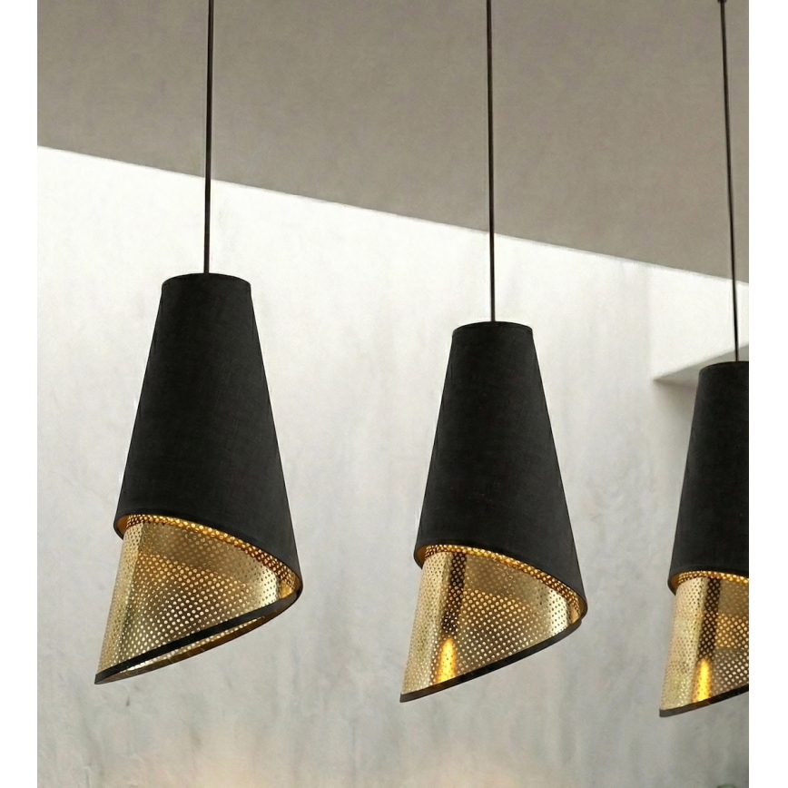 Luster na sajli MODA 3xE27/15W/230V crna/zlatna