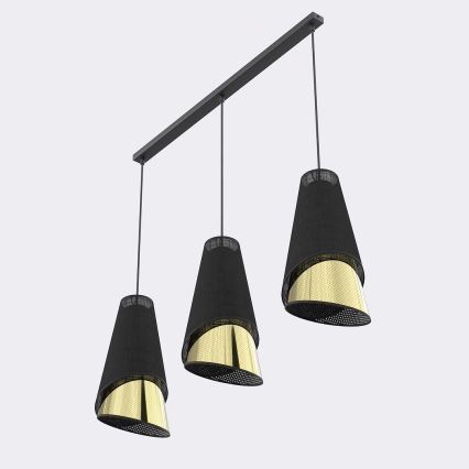 Luster na sajli MODA 3xE27/15W/230V crna/zlatna