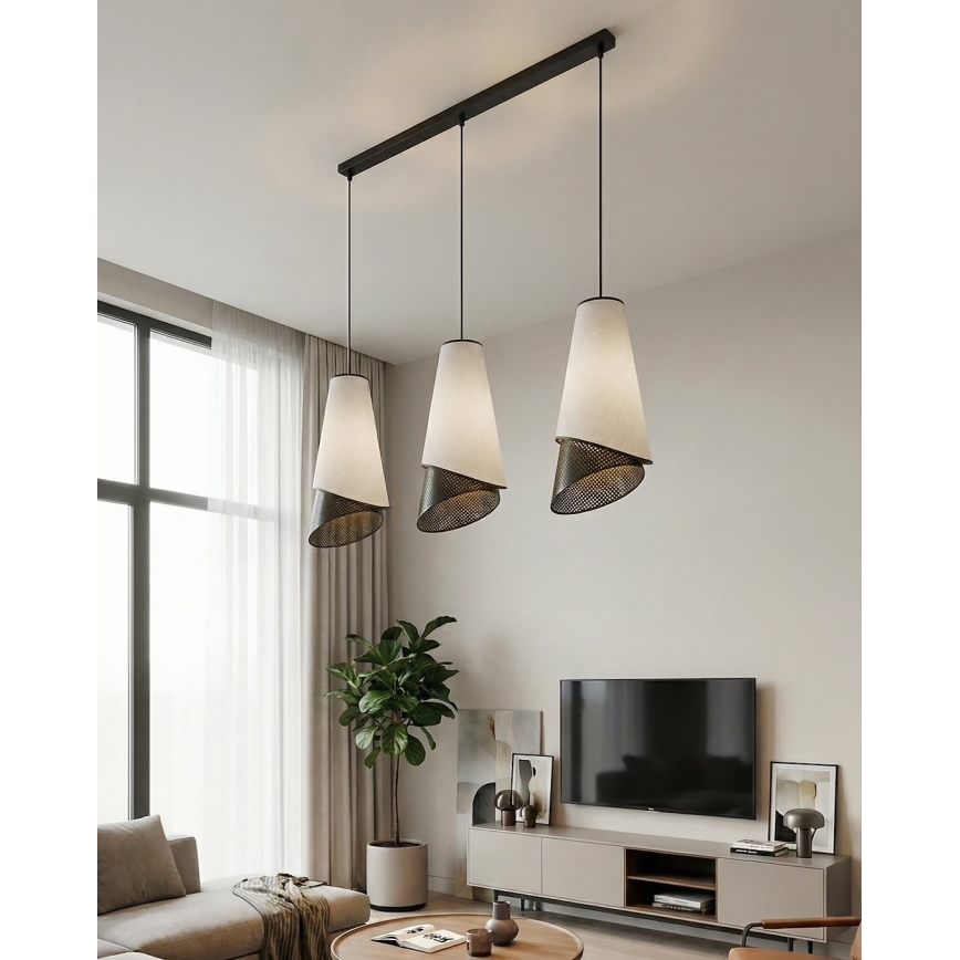Luster na sajli MODA 3xE27/15W/230V siva/crna