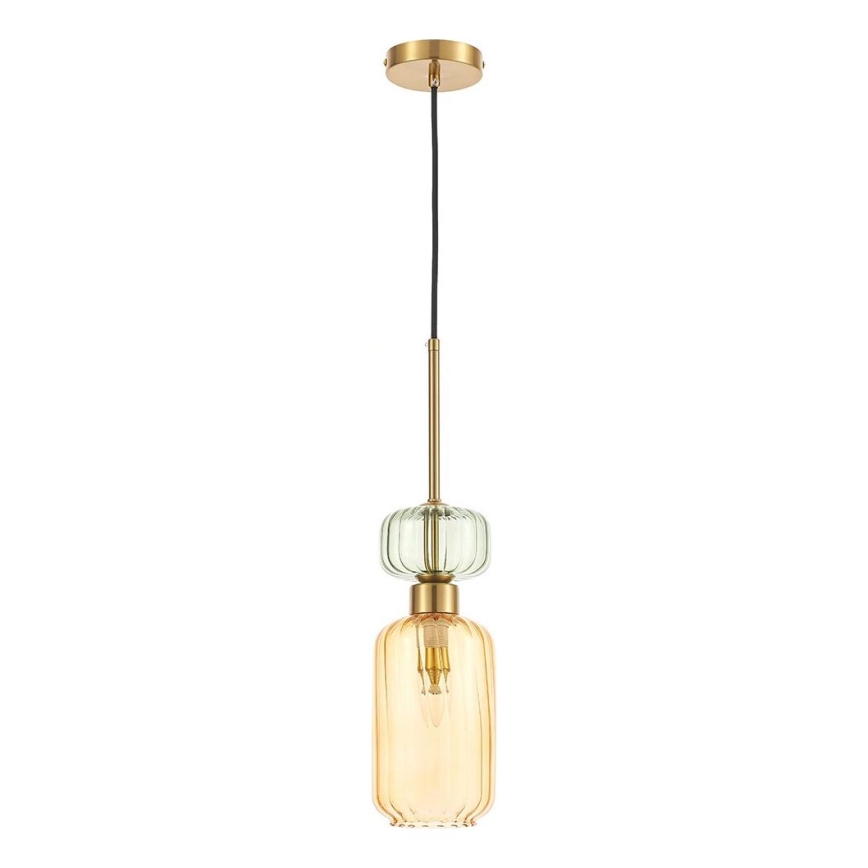Luster na sajli MOLLY 1xE14/40W/230V pr. 12 cm zlatna/narančasta/zelena