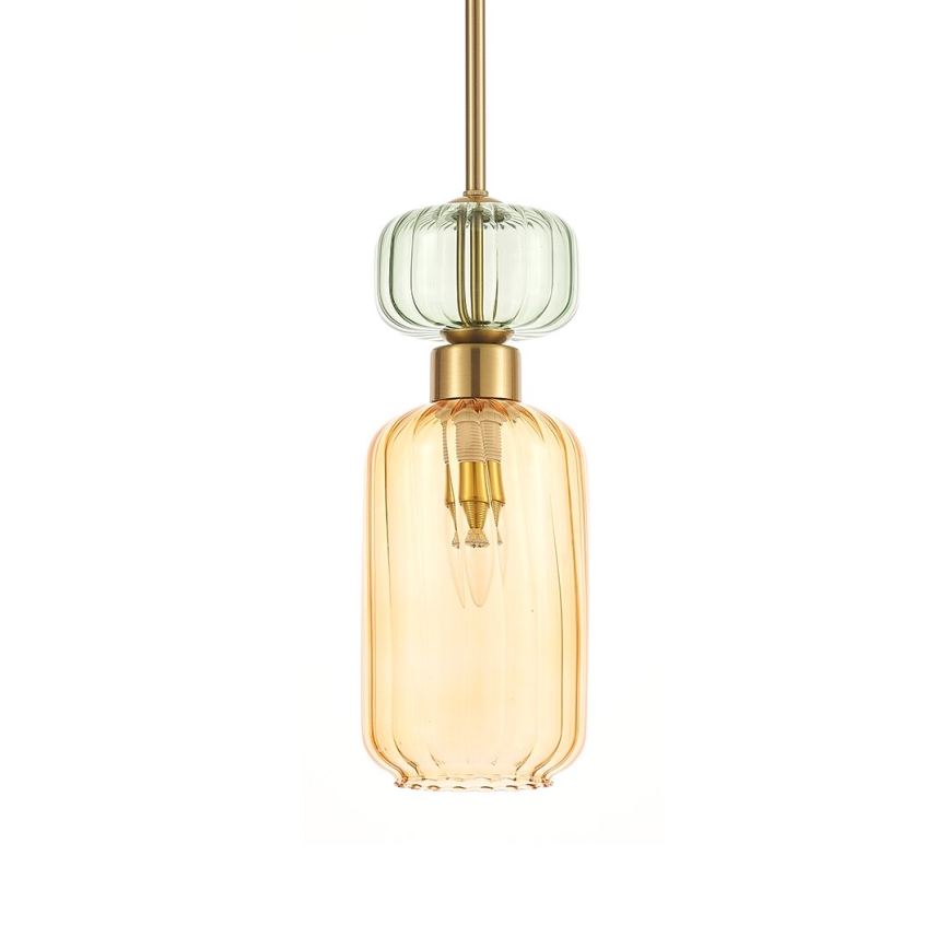 Luster na sajli MOLLY 1xE14/40W/230V pr. 12 cm zlatna/narančasta/zelena