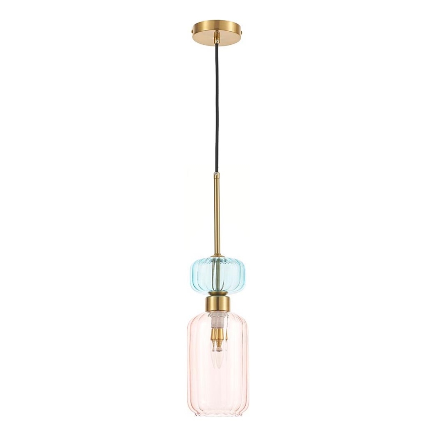 Luster na sajli MOLLY 1xE14/40W/230V pr. 12 cm zlatna/ružičasta/plava