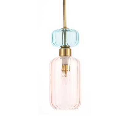 Luster na sajli MOLLY 1xE14/40W/230V pr. 12 cm zlatna/ružičasta/plava