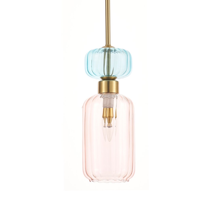 Luster na sajli MOLLY 1xE14/40W/230V pr. 12 cm zlatna/ružičasta/plava
