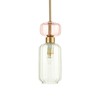 Luster na sajli MOLLY 1xE14/40W/230V pr. 12 cm zlatna/zelena/ružičasta