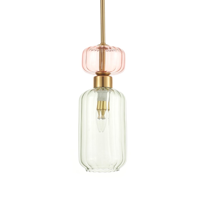Luster na sajli MOLLY 1xE14/40W/230V pr. 12 cm zlatna/zelena/ružičasta