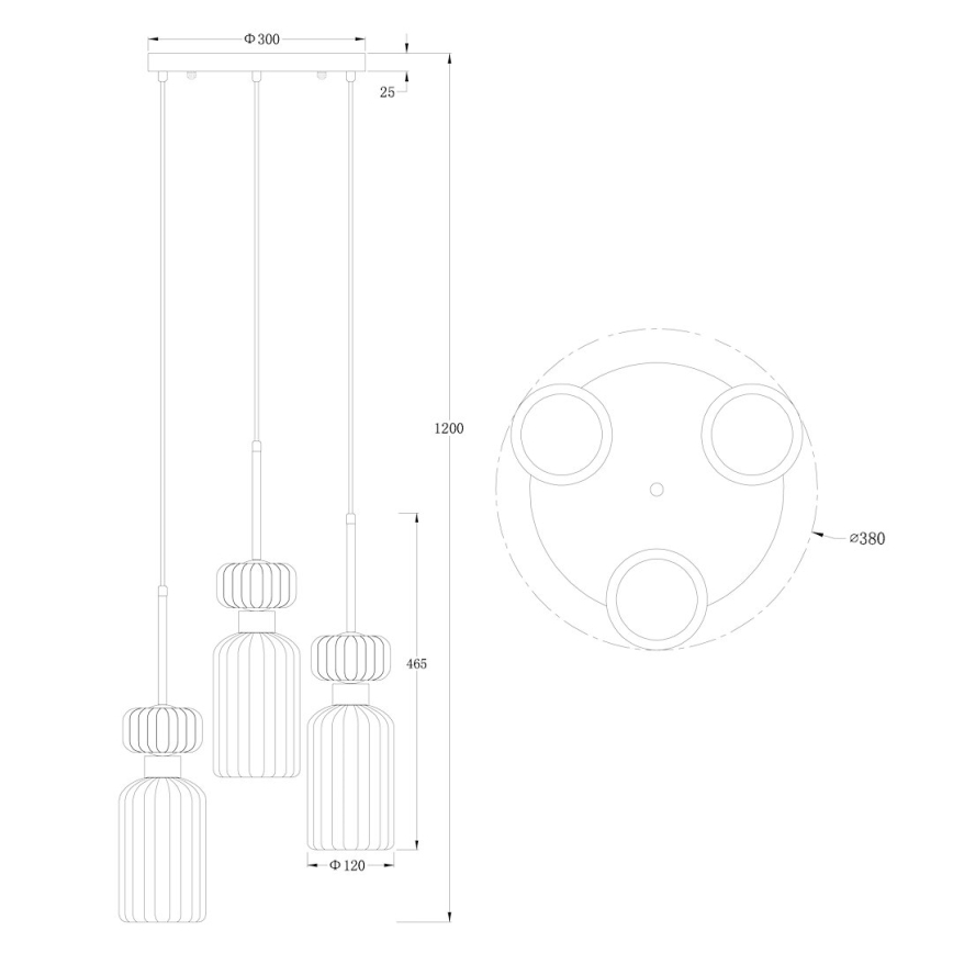 Luster na sajli MOLLY 3xE14/40W/230V pr. 38 cm šarena