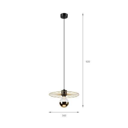 Luster na sajli MONTANA 1xE27/15W/230V pr. 30 cm zlatna/crna