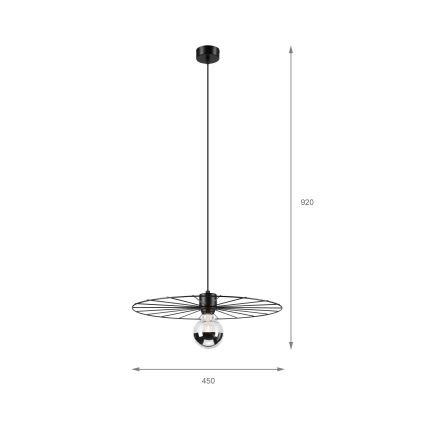 Luster na sajli MONTANA 1xE27/15W/230V pr. 45 cm crna